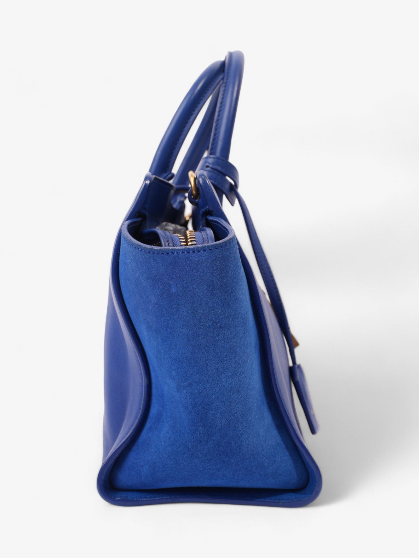 Saint Laurent Downtown Cabas Tote Bag Blue Leather Small