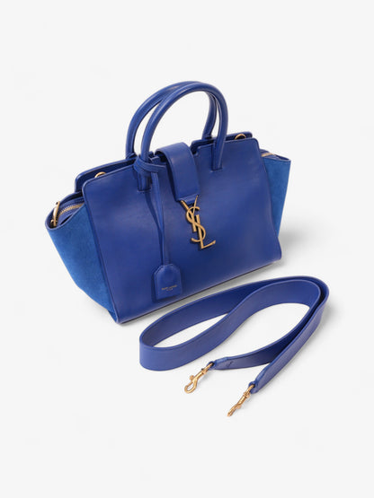 Saint Laurent Downtown Cabas Tote Bag Blue Leather Small