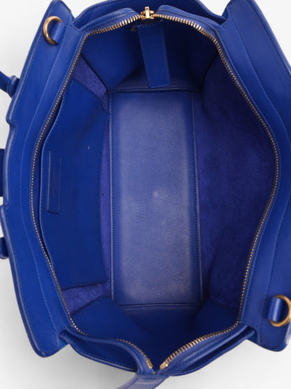 Saint Laurent Downtown Cabas Tote Bag Blue Leather Small