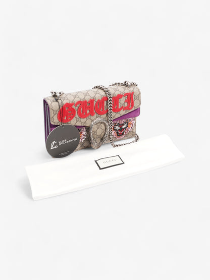 Gucci Embroidered Dionysus GG Supreme / Purple / Red Canvas Small