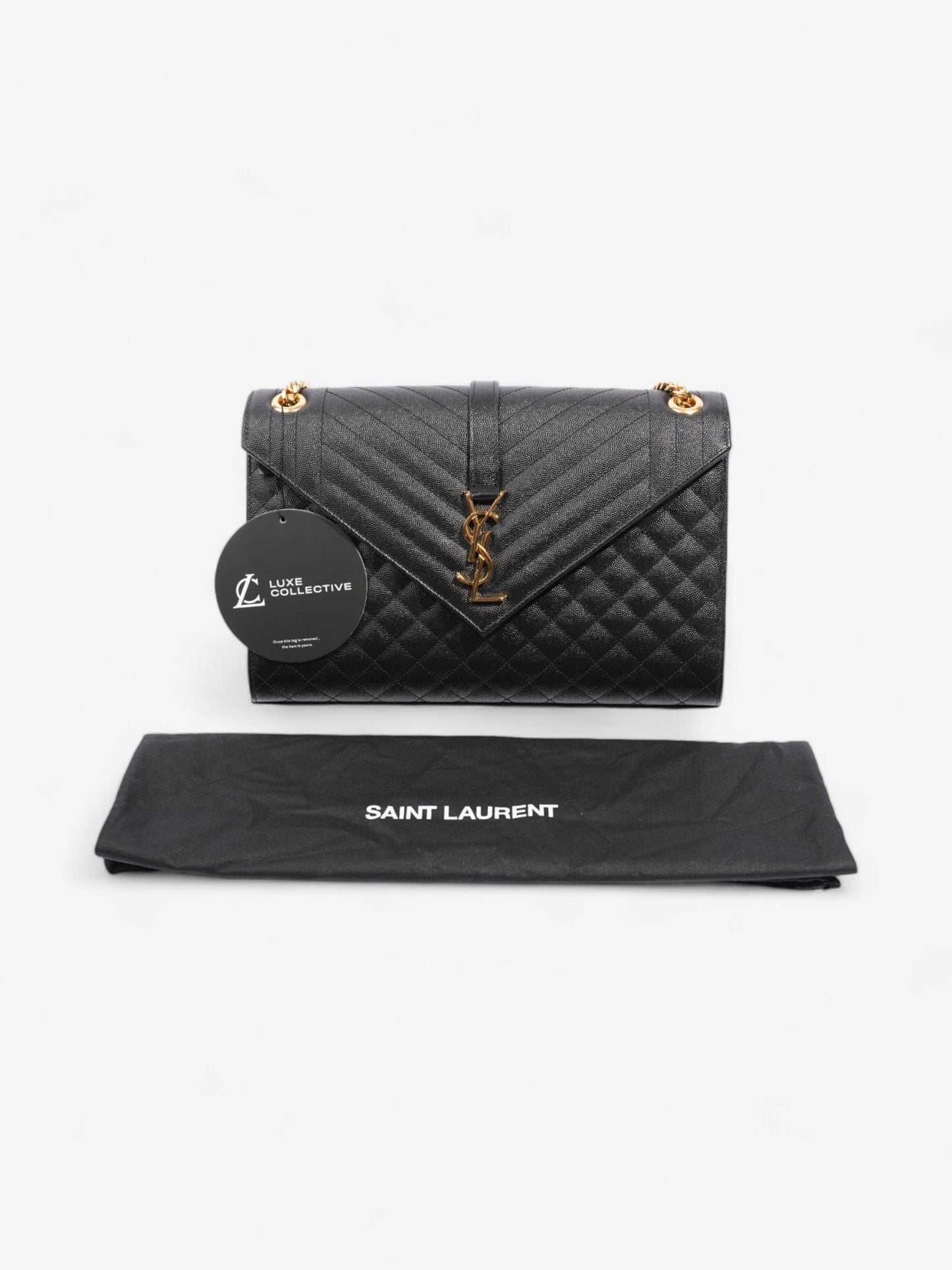 Saint Laurent Envelope Black Calfskin Leather Large