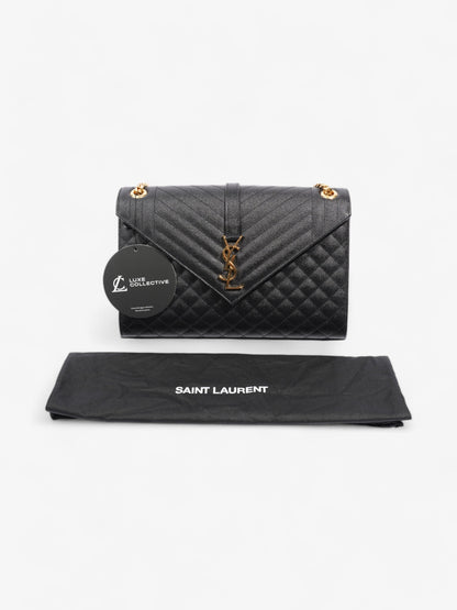 Saint Laurent Envelope Black Calfskin Leather Large