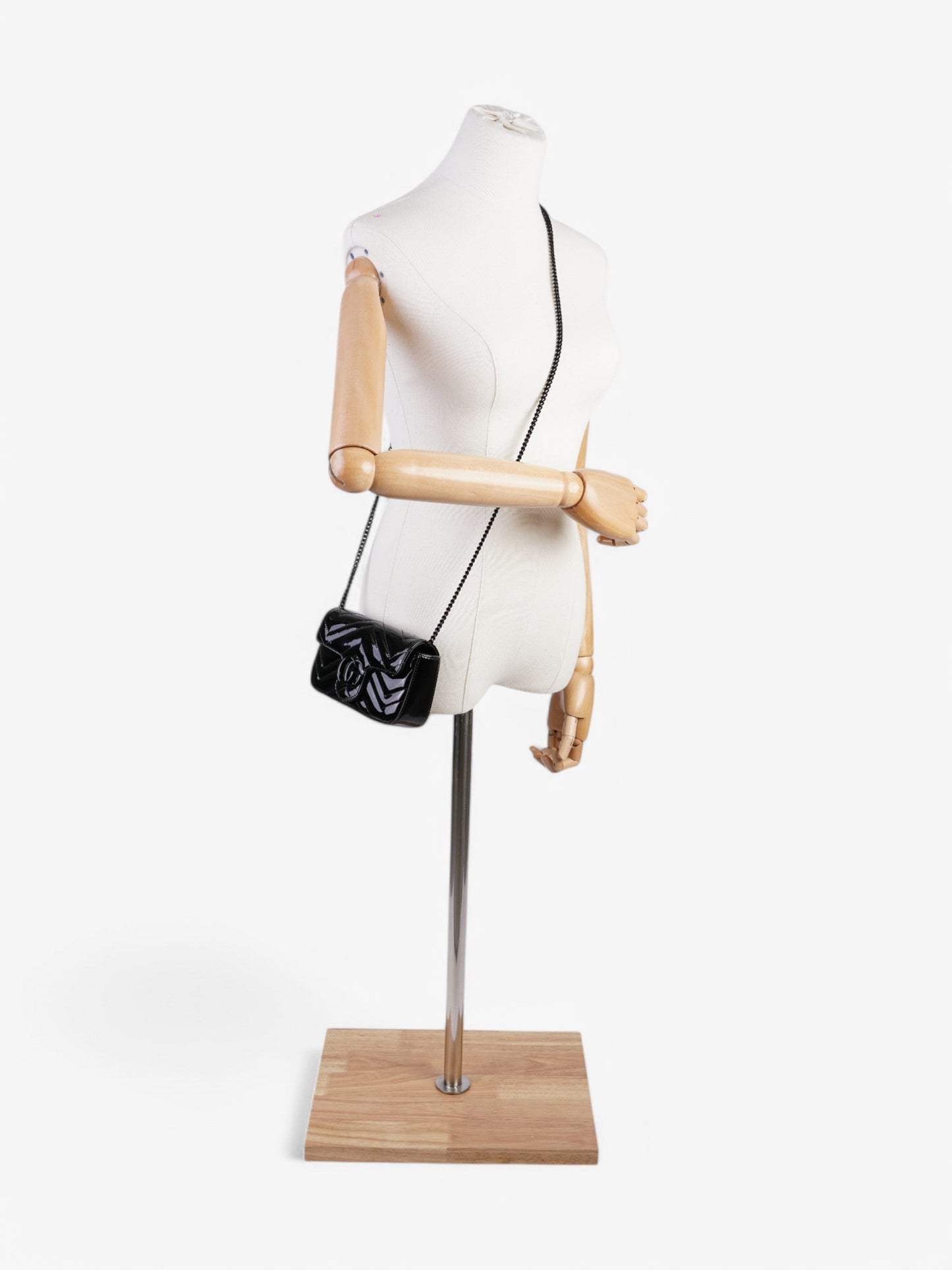 Gucci GG Marmont Black Patent Leather Super Mini