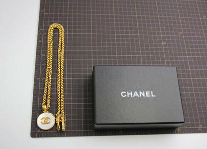 Chanel Vintage 95A Mother-of-Pearl Gold-plated Short Stacking Strap Long Necklace
