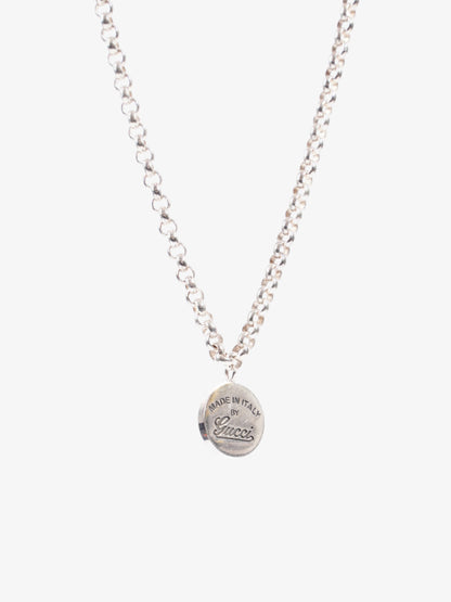 Gucci Logo Circle Necklace Silver Silver Sterling