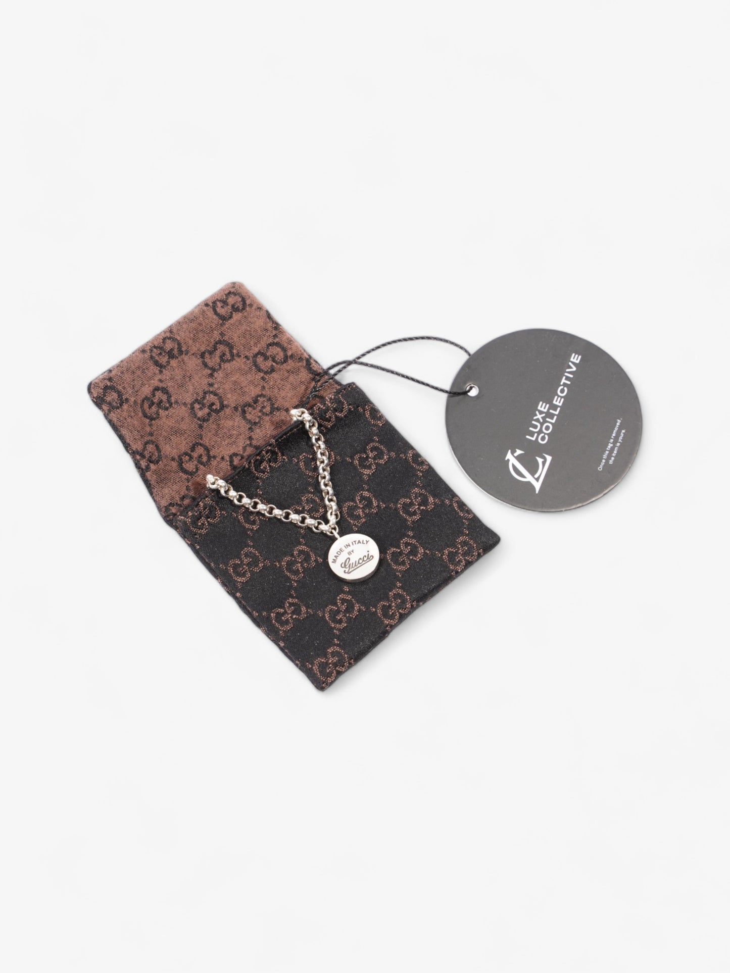 Gucci Logo Circle Necklace Silver Silver Sterling