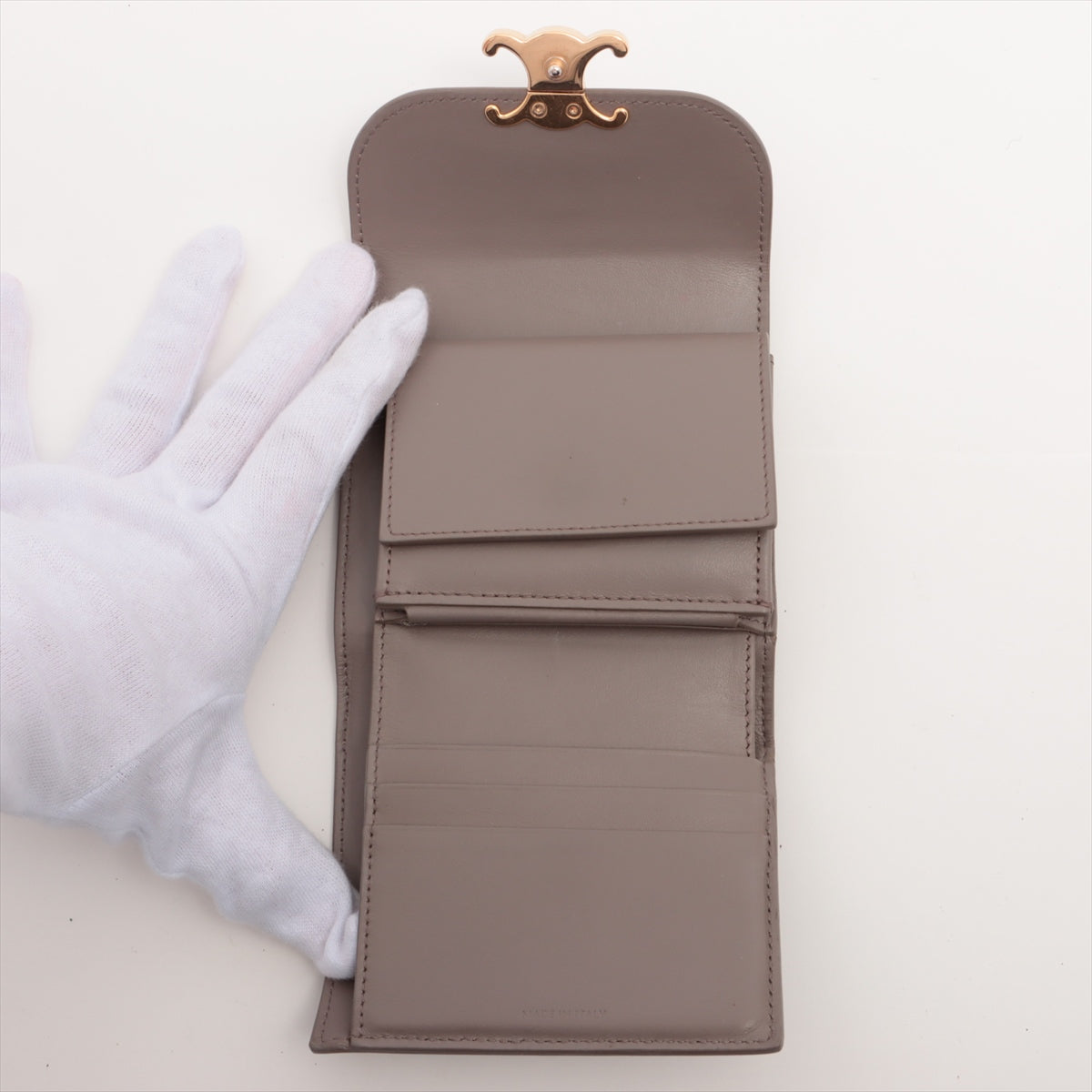 Celine Triomphe Grey Compact Wallet