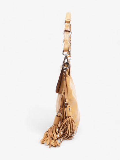 Prada Tassel Flap Shoulder Caramel Brown  Leather