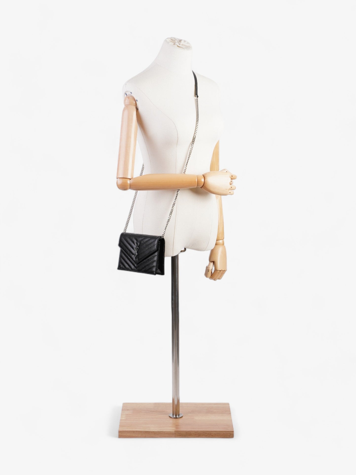 Saint Laurent Envelope Wallet On Chain Black Grained Leather