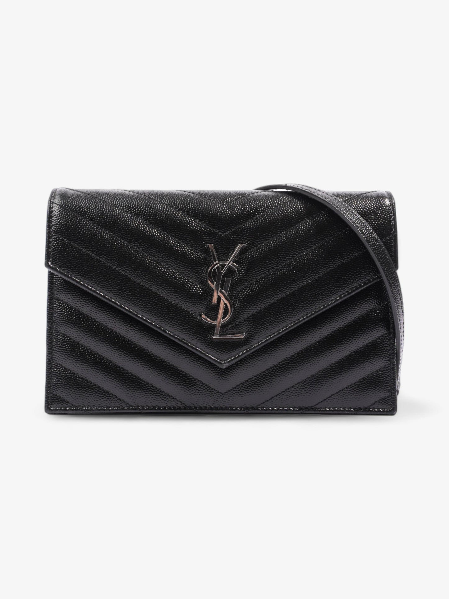 Saint Laurent Envelope Wallet On Chain Black Grained Leather