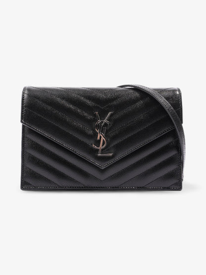 Saint Laurent Envelope Wallet On Chain Black Grained Leather