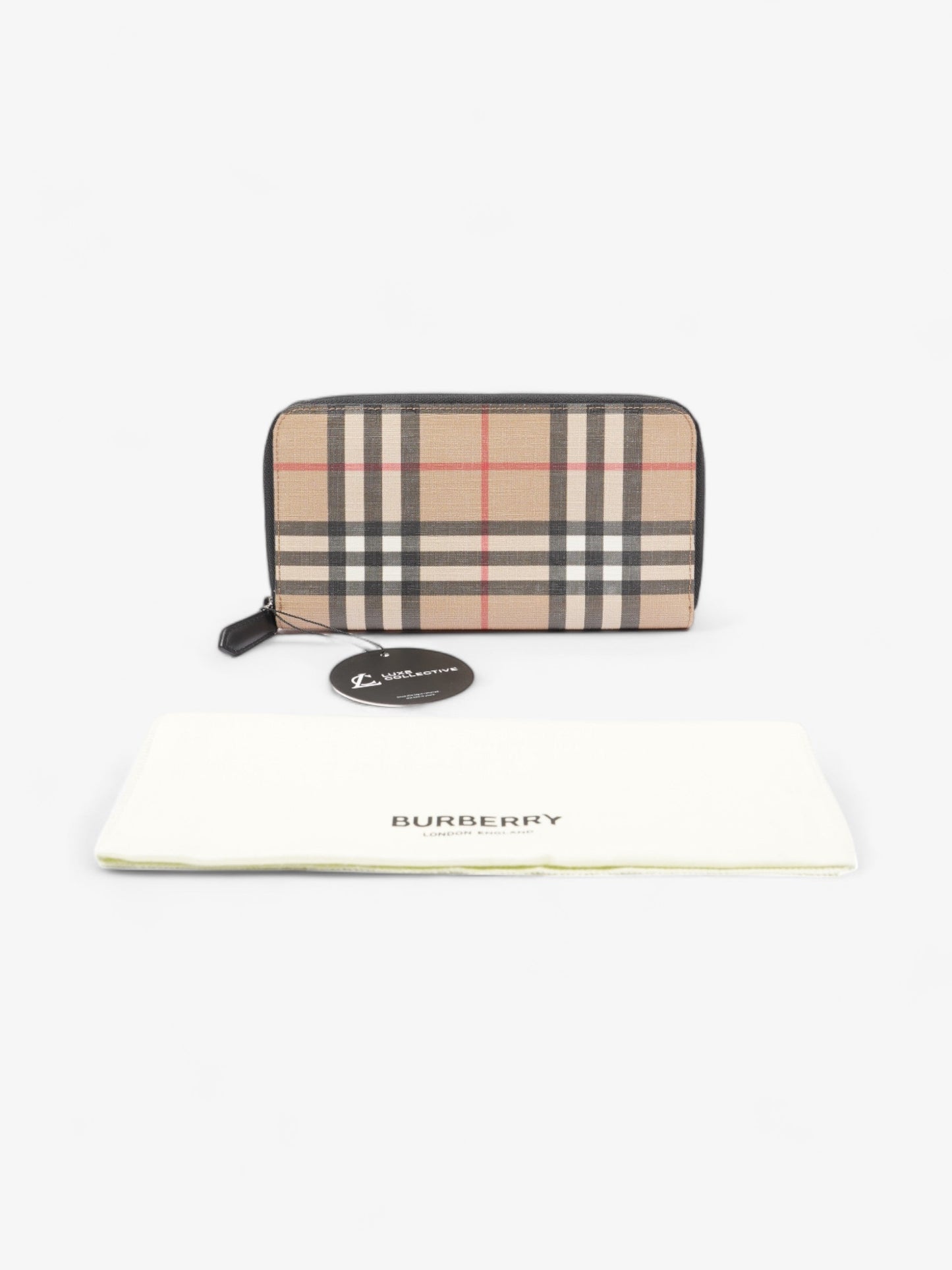 Burberry Elmore Zip Around Wallet House Check Canvas