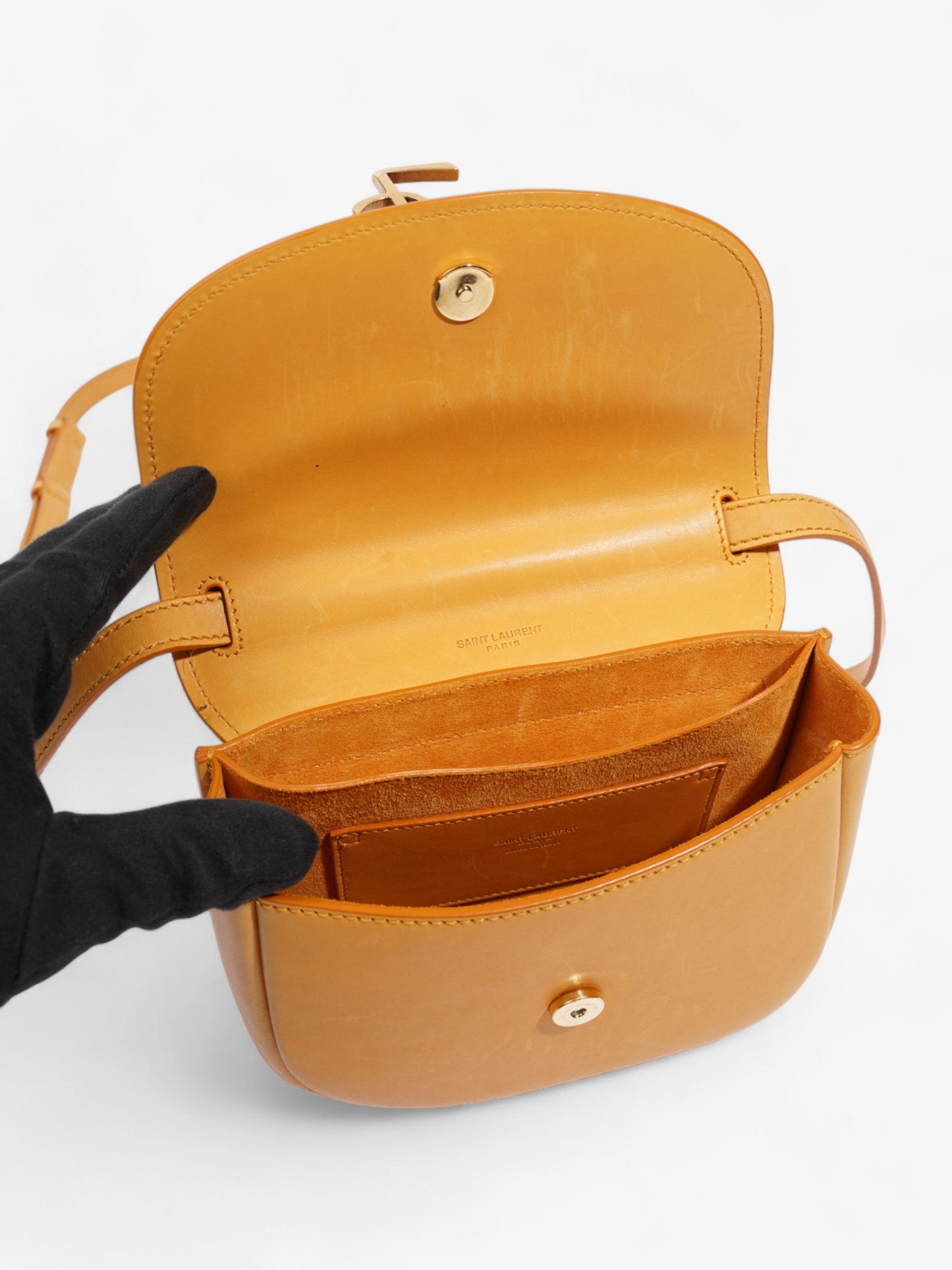 Saint Laurent Kaia Satchel Mustard Yellow Leather Small