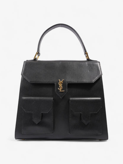Saint Laurent Vintage Top Handle Black Grained Leather