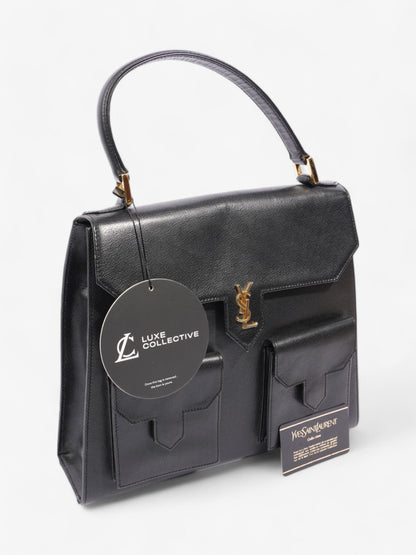 Saint Laurent Vintage Top Handle Black Grained Leather