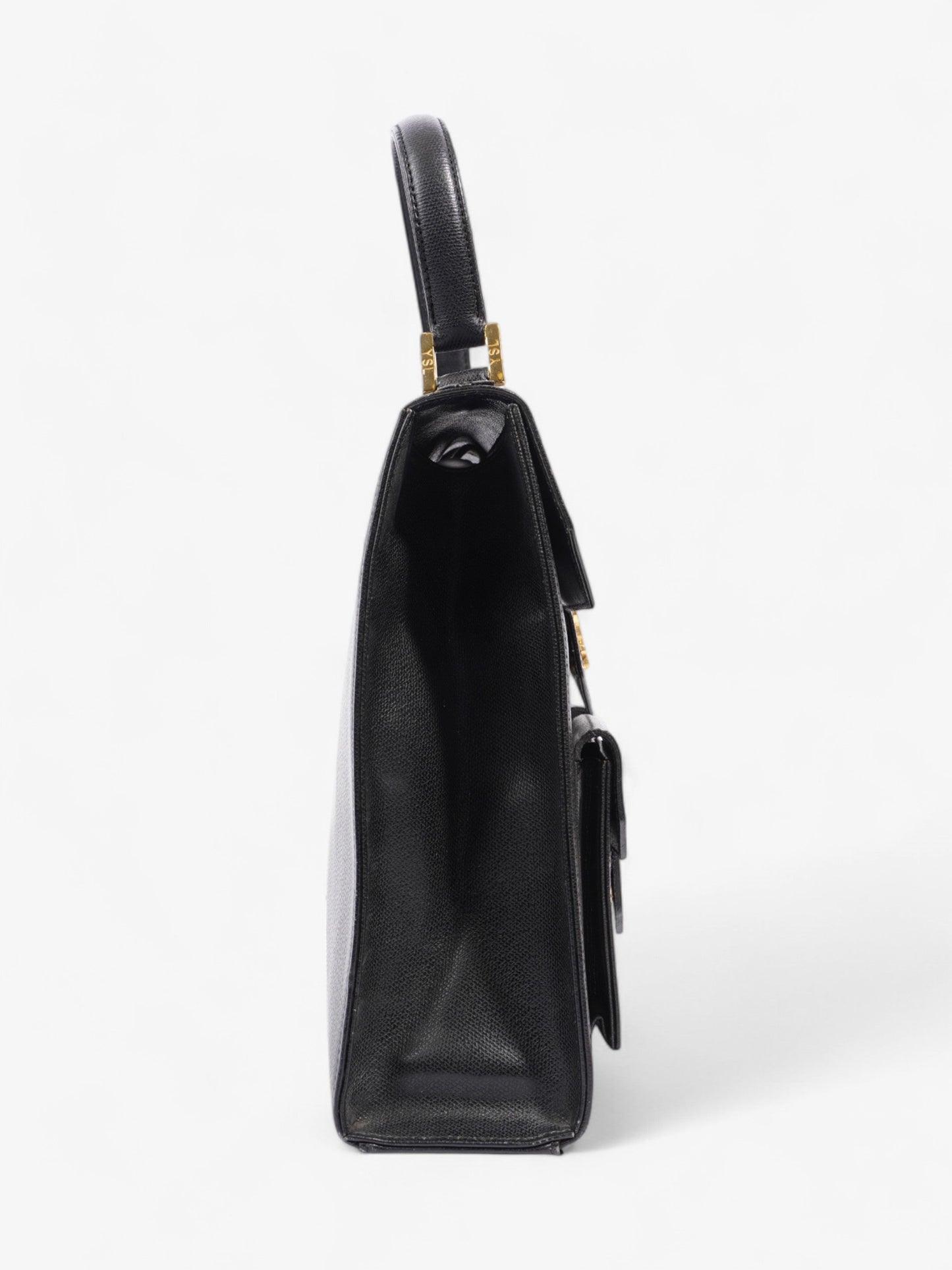 Saint Laurent Vintage Top Handle Black Grained Leather