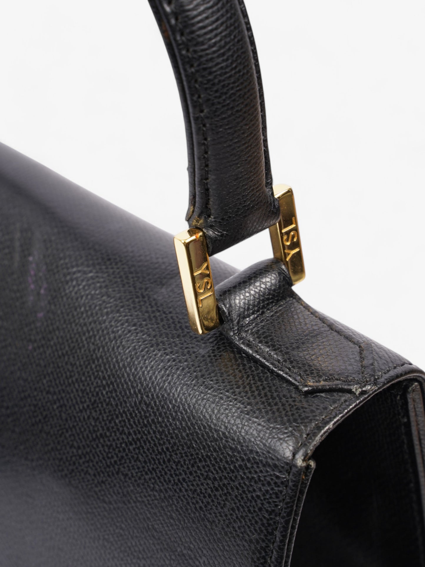 Saint Laurent Vintage Top Handle Black Grained Leather