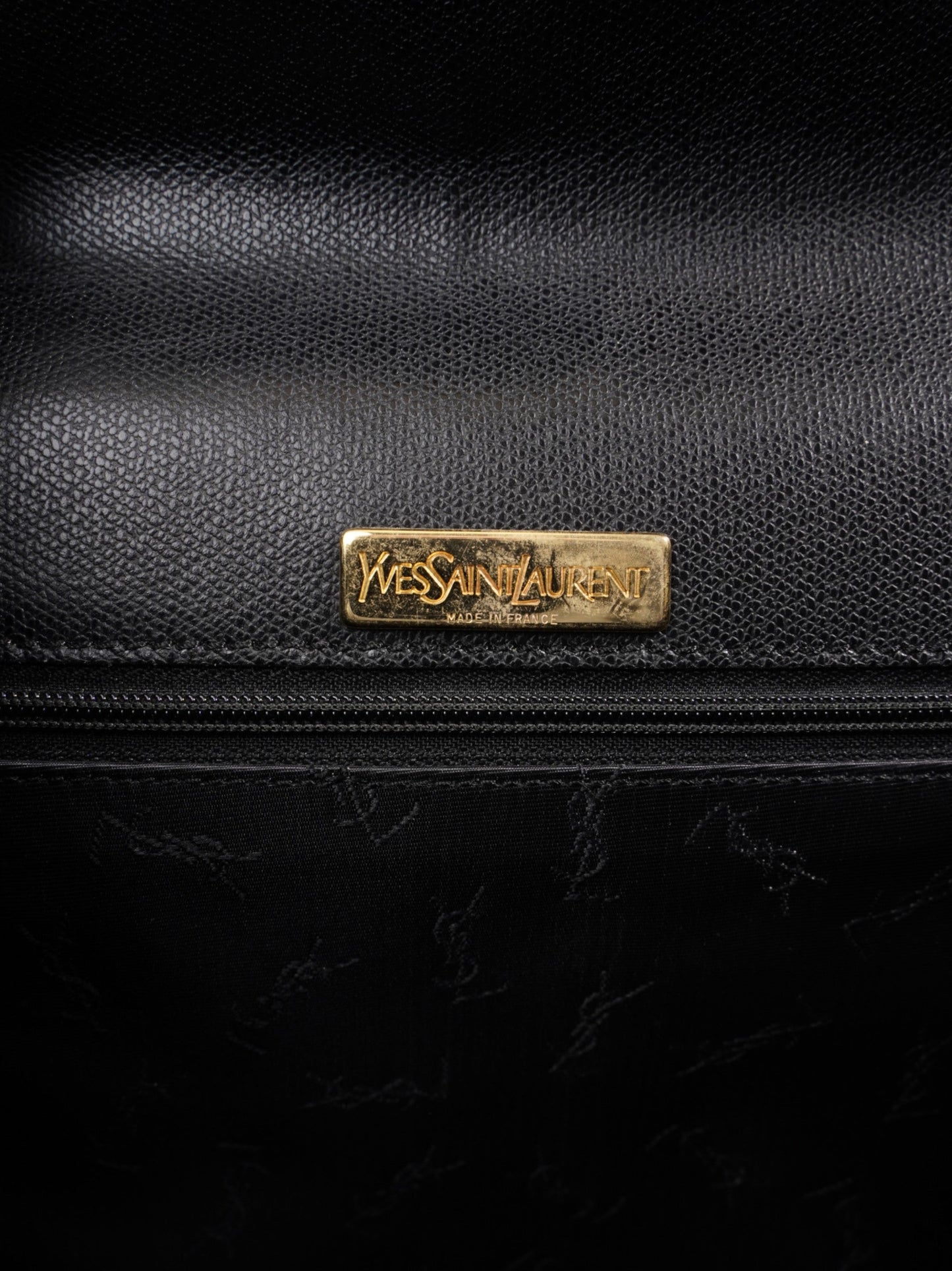 Saint Laurent Vintage Top Handle Black Grained Leather