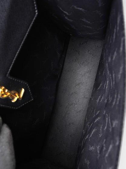 Saint Laurent Vintage Top Handle Black Grained Leather