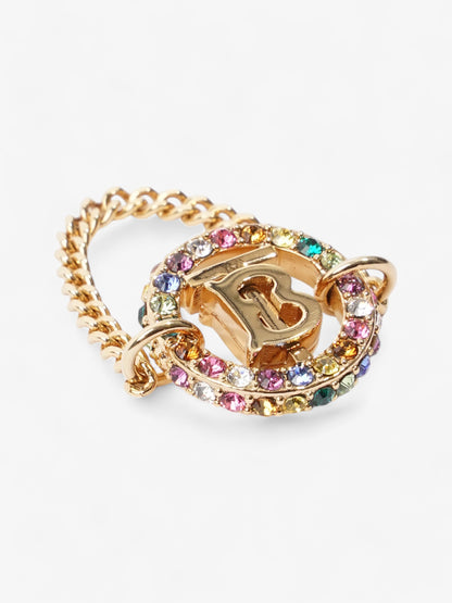 Burberry TB Pave Chain Ring Light Gold / Multicoloured Base Metal Small (Circumference - 50mm)