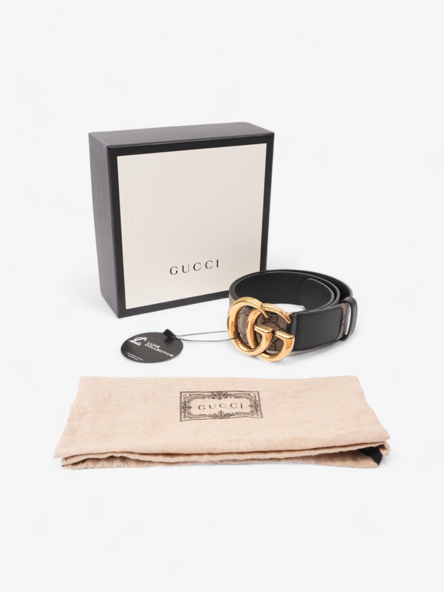 Gucci Double G Belt Beige And Ebony GG Supreme Coated Canvas 80cm 32"