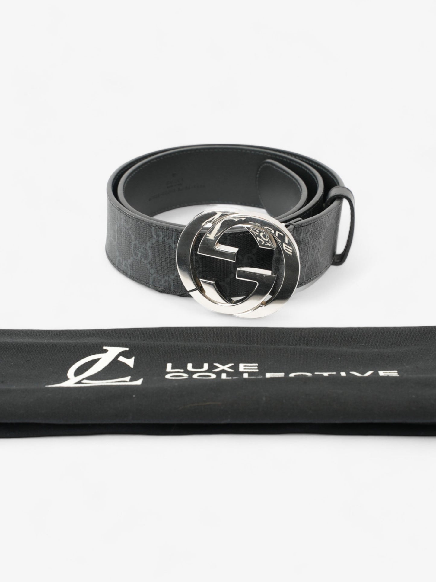 Gucci Interlocking G Belt Black GG Supreme Coated Canvas 85cm 34"