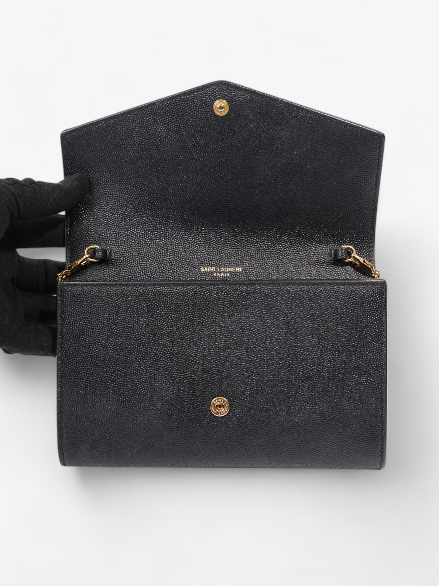 Saint Laurent Envelope Black Grained Leather