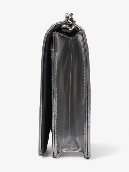 Christian Dior Diorama Wallet On Chain Silver Patent Leather
