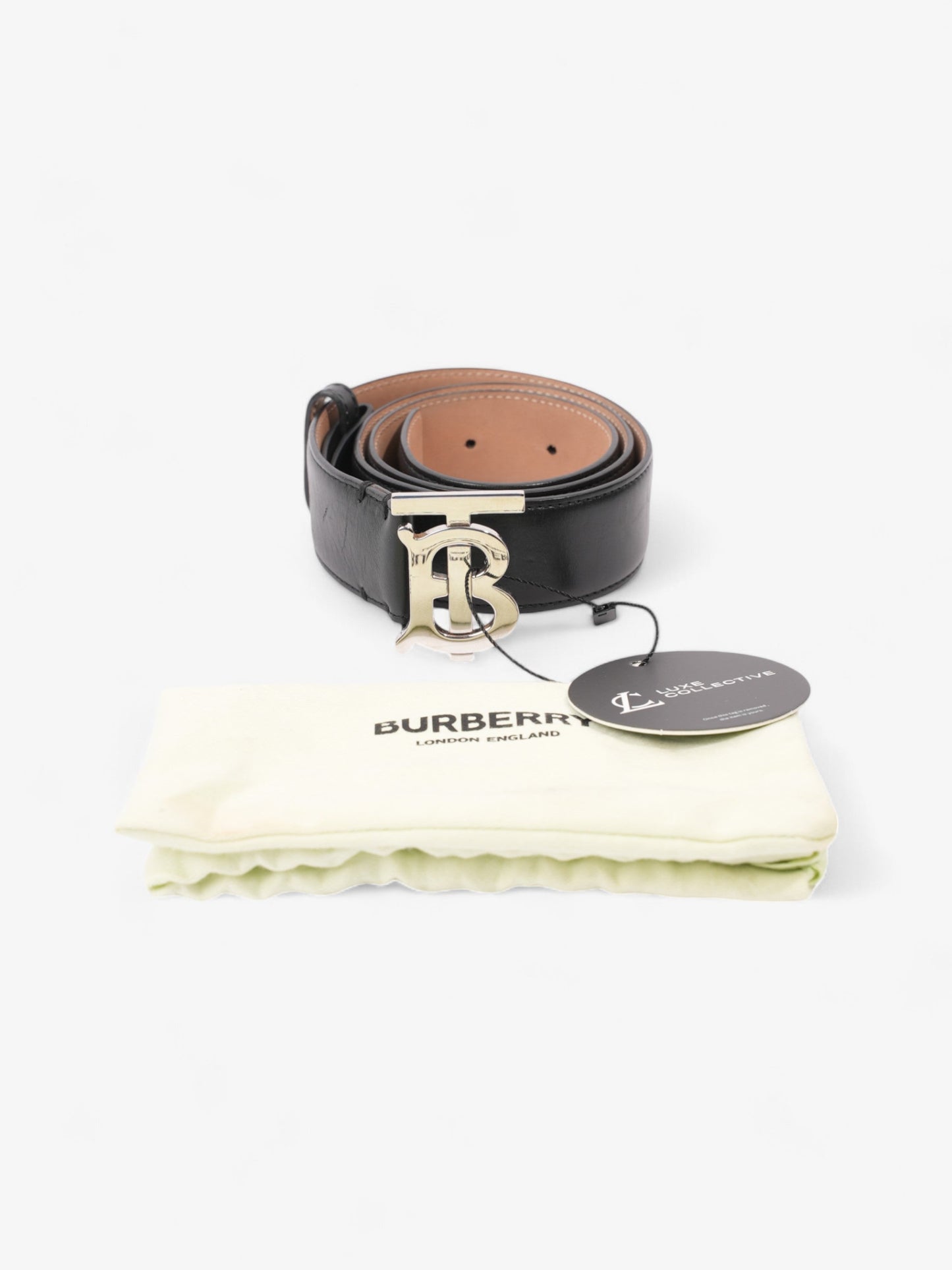 Burberry TB Belt Black / Silver Leather Small - 88cm