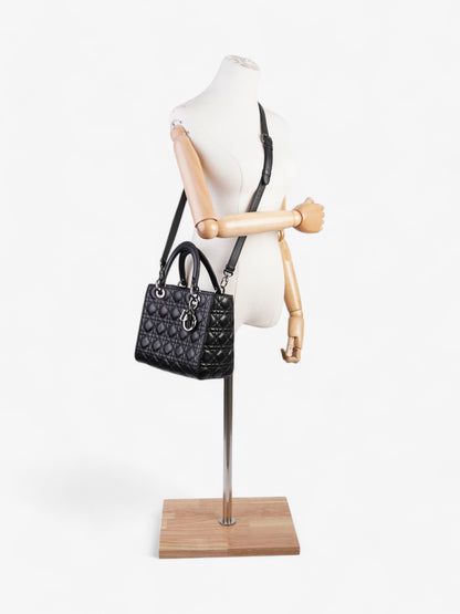 Christian Dior Lady Dior Black Lambskin Leather Medium