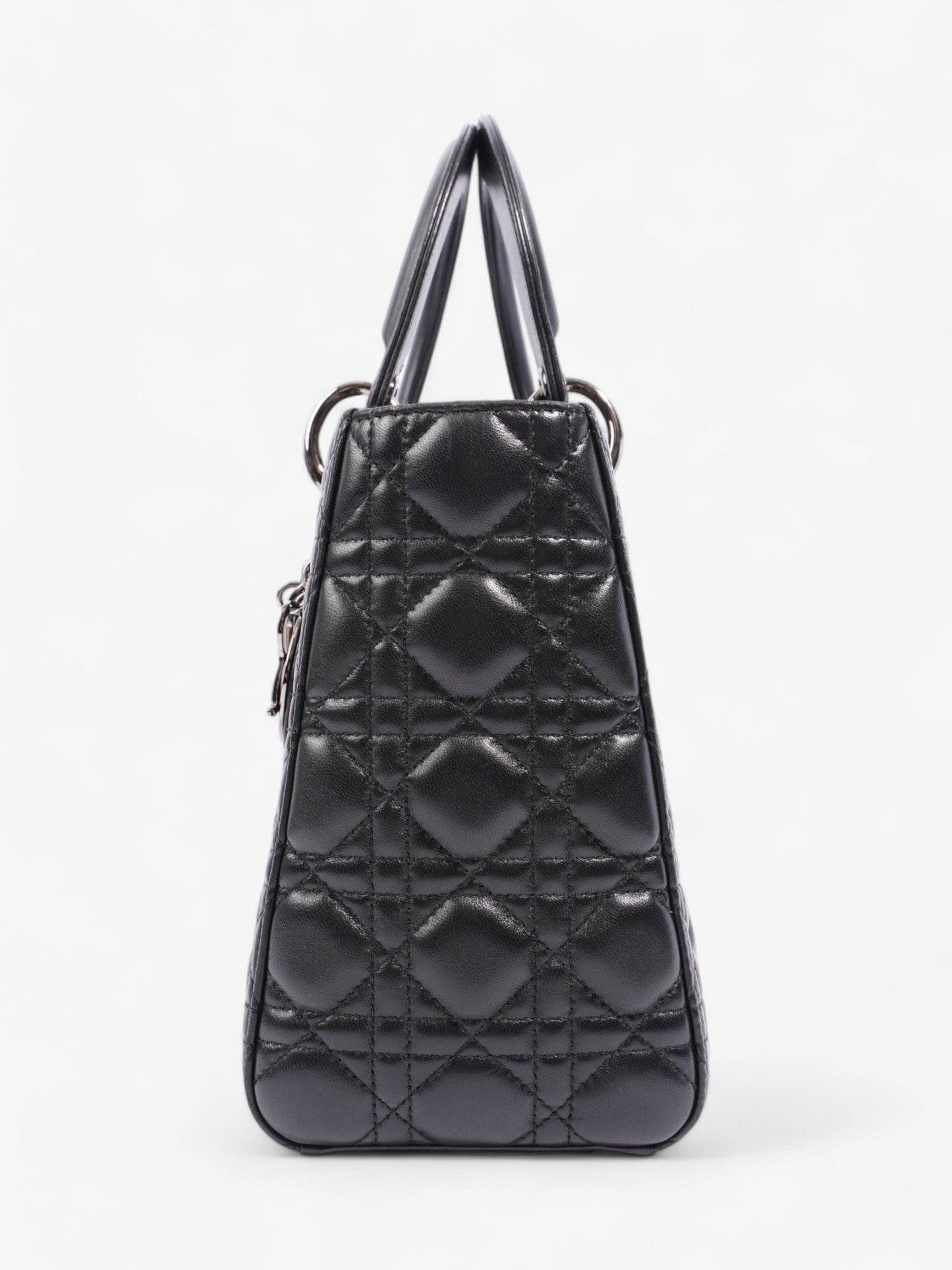 Christian Dior Lady Dior Black Lambskin Leather Medium