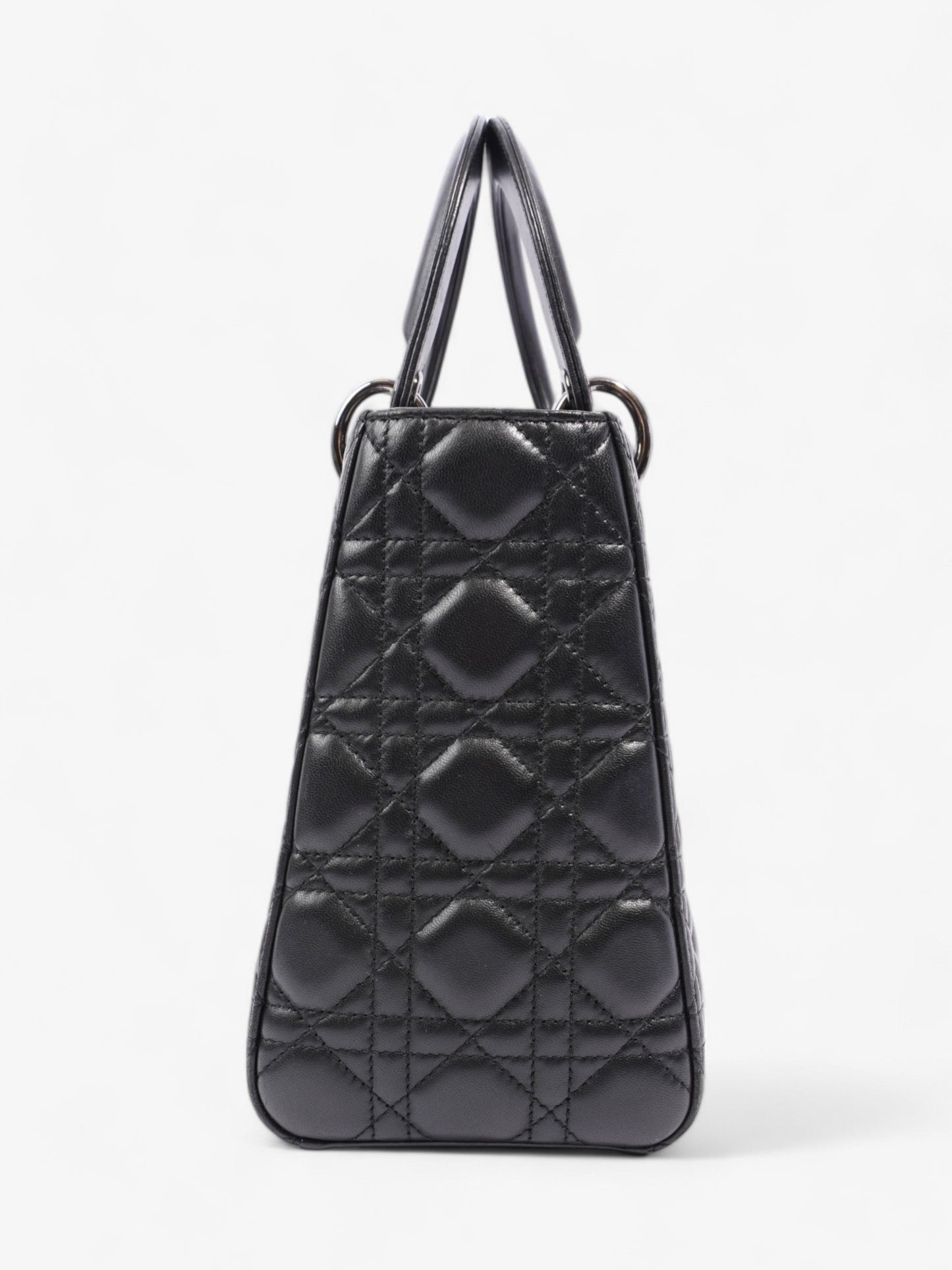 Christian Dior Lady Dior Black Lambskin Leather Medium