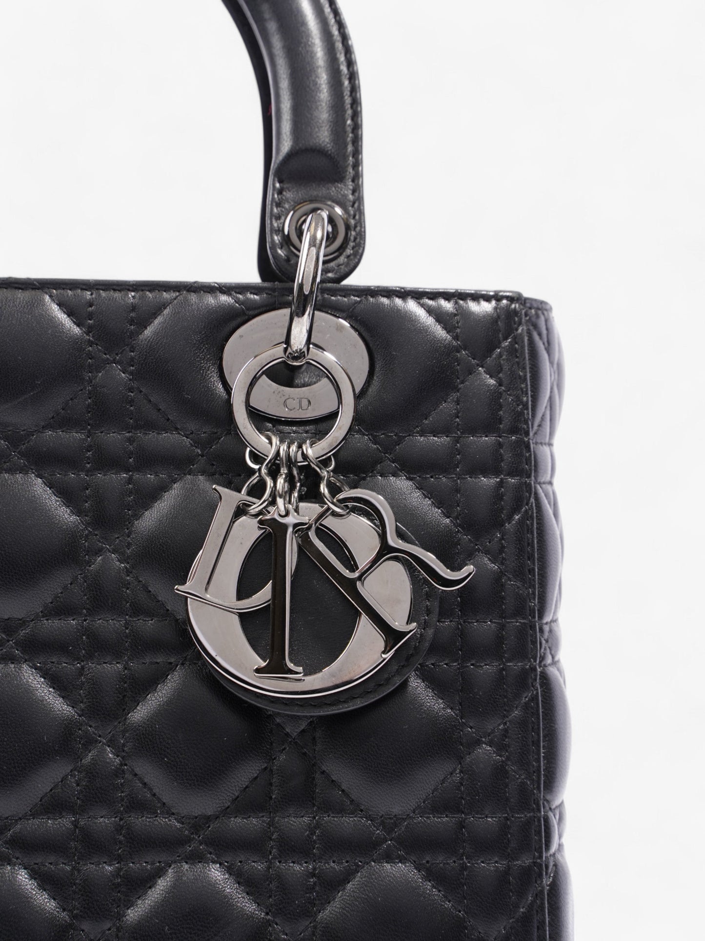Christian Dior Lady Dior Black Lambskin Leather Medium