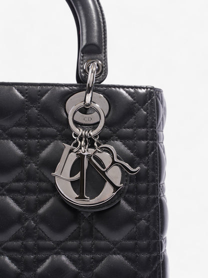 Christian Dior Lady Dior Black Lambskin Leather Medium
