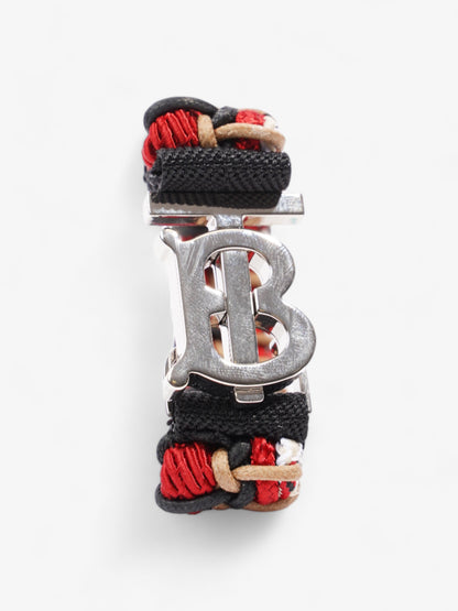 Burberry TB Braided Bracelet Black / Red / Silver Cotton Medium