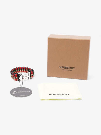 Burberry TB Braided Bracelet Black / Red / Silver Cotton Medium