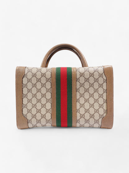 Gucci Hard Train Vanity Case GG Supreme / Brown / Green Coated Canvas