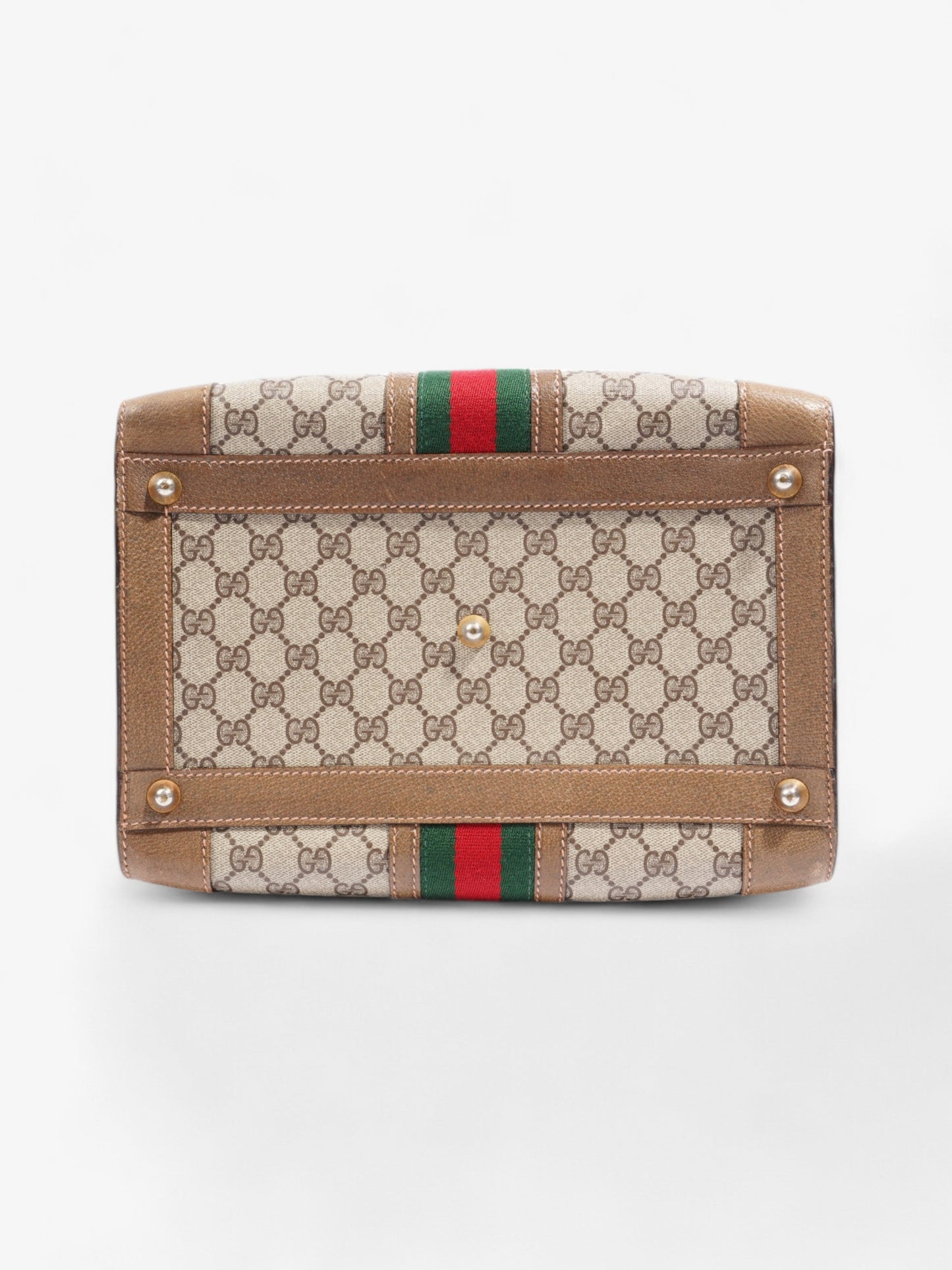 Gucci Hard Train Vanity Case GG Supreme / Brown / Green Coated Canvas