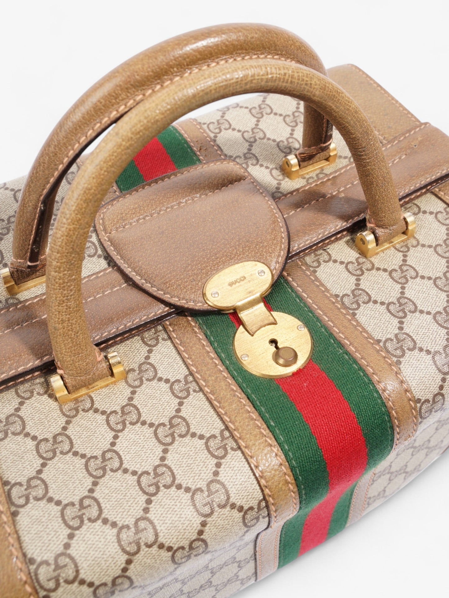 Gucci Hard Train Vanity Case GG Supreme / Brown / Green Coated Canvas