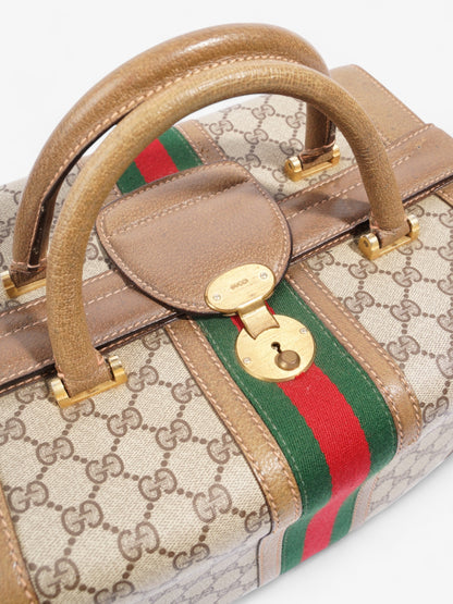 Gucci Hard Train Vanity Case GG Supreme / Brown / Green Coated Canvas