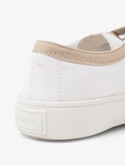 Prada Gabardine Triangle White / Beige Canvas EU 39.5 UK 6.5
