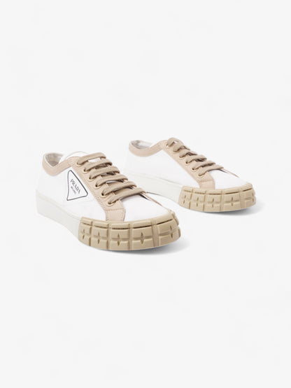 Prada Gabardine Triangle White / Beige Canvas EU 39.5 UK 6.5