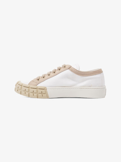Prada Gabardine Triangle White / Beige Canvas EU 39.5 UK 6.5