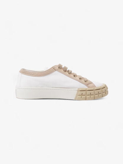 Prada Gabardine Triangle White / Beige Canvas EU 39.5 UK 6.5