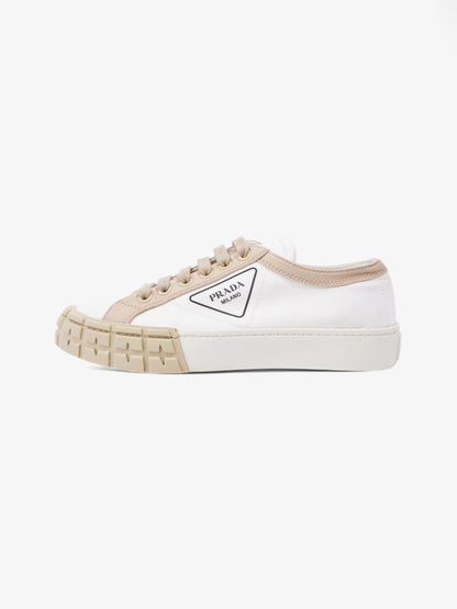 Prada Gabardine Triangle White / Beige Canvas EU 39.5 UK 6.5