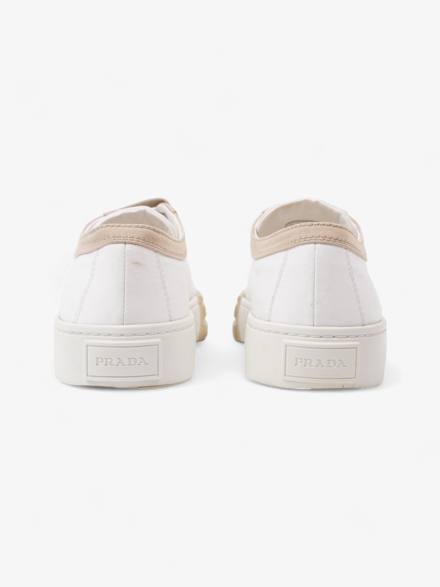 Prada Gabardine Triangle White / Beige Canvas EU 39.5 UK 6.5