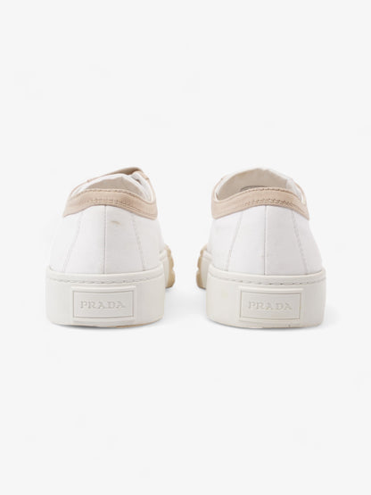 Prada Gabardine Triangle White / Beige Canvas EU 39.5 UK 6.5