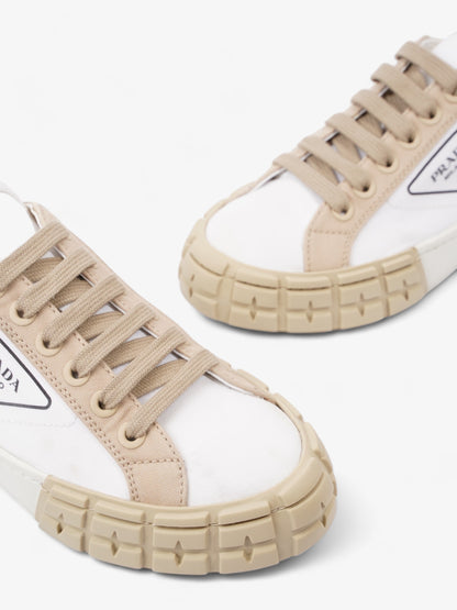 Prada Gabardine Triangle White / Beige Canvas EU 39.5 UK 6.5
