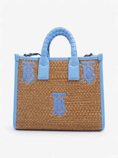 Burberry Mini Freya Tote Beige / Blue Raffia