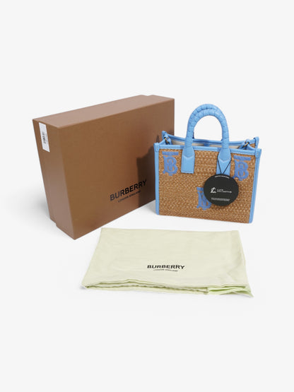 Burberry Mini Freya Tote Beige / Blue Raffia